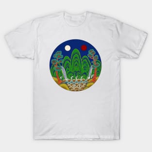 Minhwa: Sun, Moon and 5 Peaks: King's painting B_1 Type (Korean traditional/folk art) T-Shirt